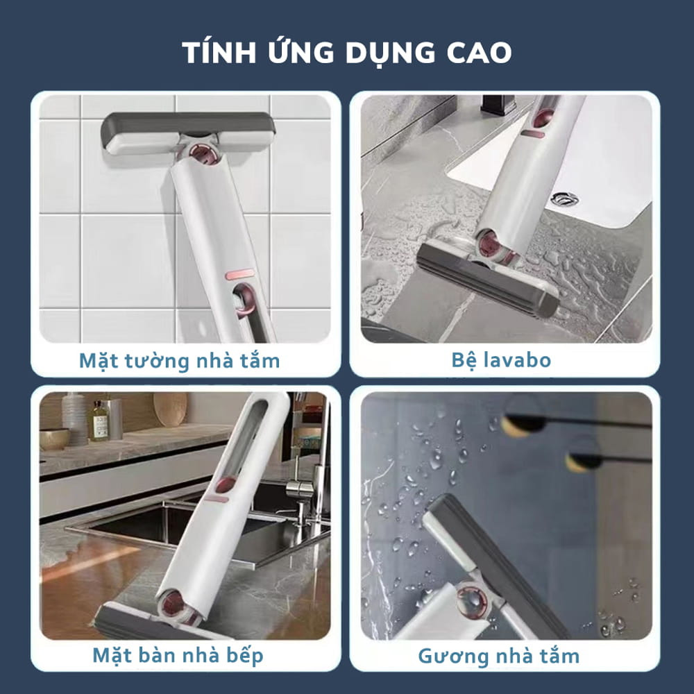 Cây Lau Bàn Bếp Tự Vắt Mini Đa Năng Bọt Biển Thấm Hút Thông Minh, Dụng Cụ Lau Dọn Gấp Gọn