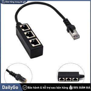 Cáp Chia Cổng Mạng 1 Ra 3 RJ45, Bộ Chia Ethernet LAN Cho Máy Tính, Router, Modem Siêu Tiện Lợi