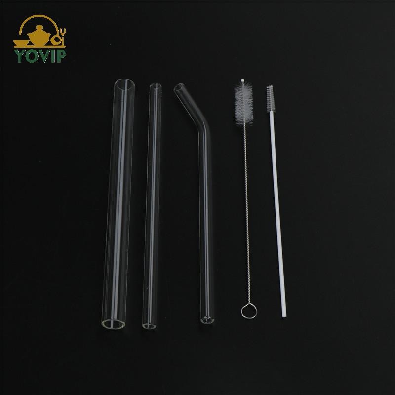 YOVIP 3 Ống hút uống nước thủy tinh trong suốt có thể tái sử dụng có thanh cọ Phụ kiện VN
