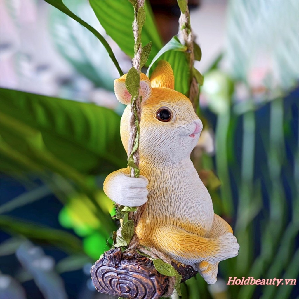 Đồ trang trí chú thỏ xoay Tác phẩm điêu khắc sân vườn ngoài trời Trang trí treo trang trí cho sân cỏ