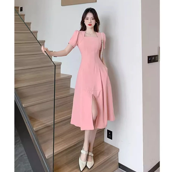Váy dạ hội trắng Dễ thương Màu kem Tweed Vải dự tiệc Váy dài có khe bên Thoải mái khi mặc – 5