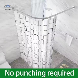 ELBBKG Có Thể Mở Rộng Cong Thanh Rèm Tắm Thép Không Gỉ Hình Chữ L Bạc Cực Màn Tắm Rèm Phòng Tắm Không Đục Lỗ Mới 3 Kích Thước Bài Hát