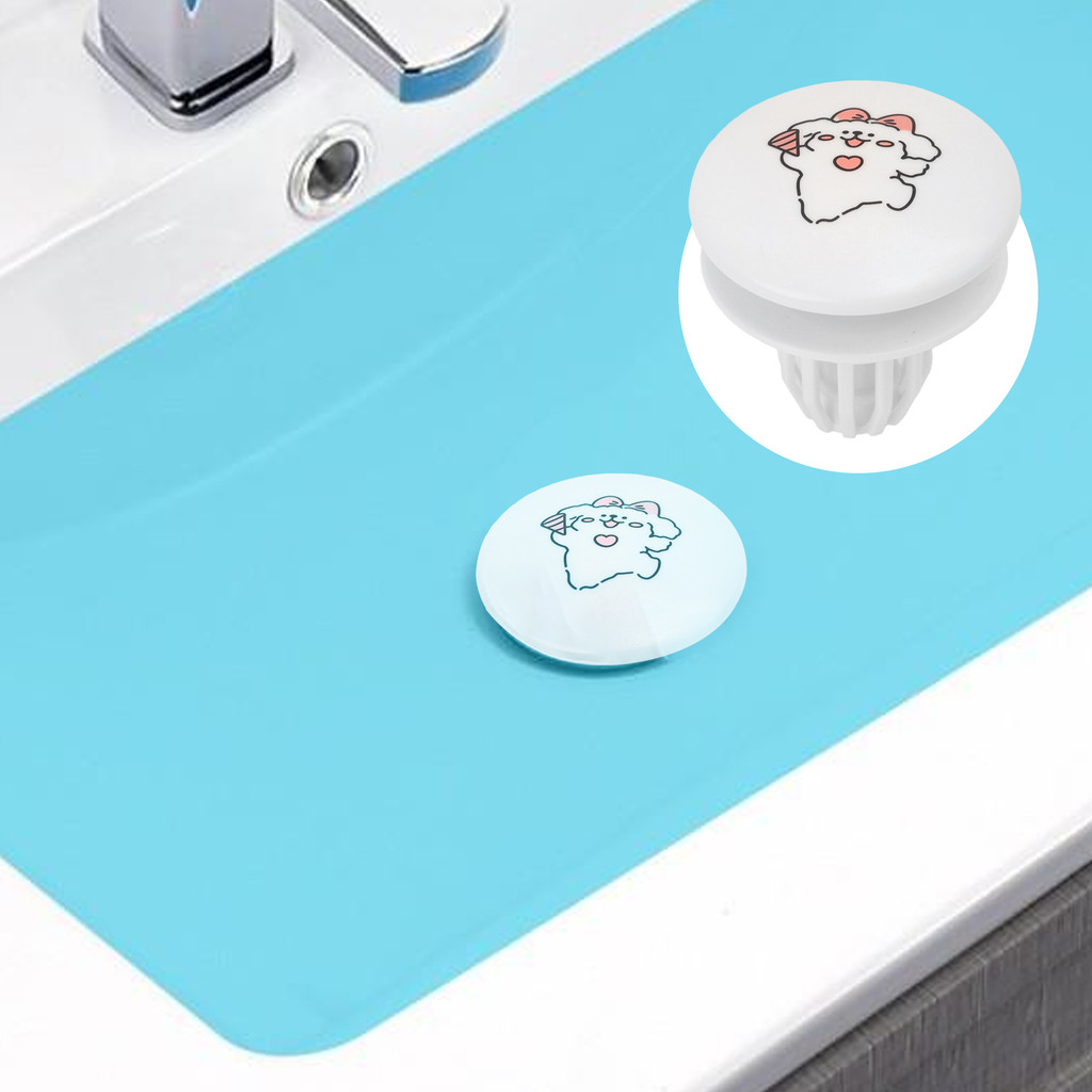 [H & L] Nút chặn thoát nước bồn rửa hoạt hình dành cho chó con | Thiết kế giỏ chống khóa đẩy, Cơ chế tháo nhanh cho phòng tắm / nhà bếp, phích cắm nhựa trắng