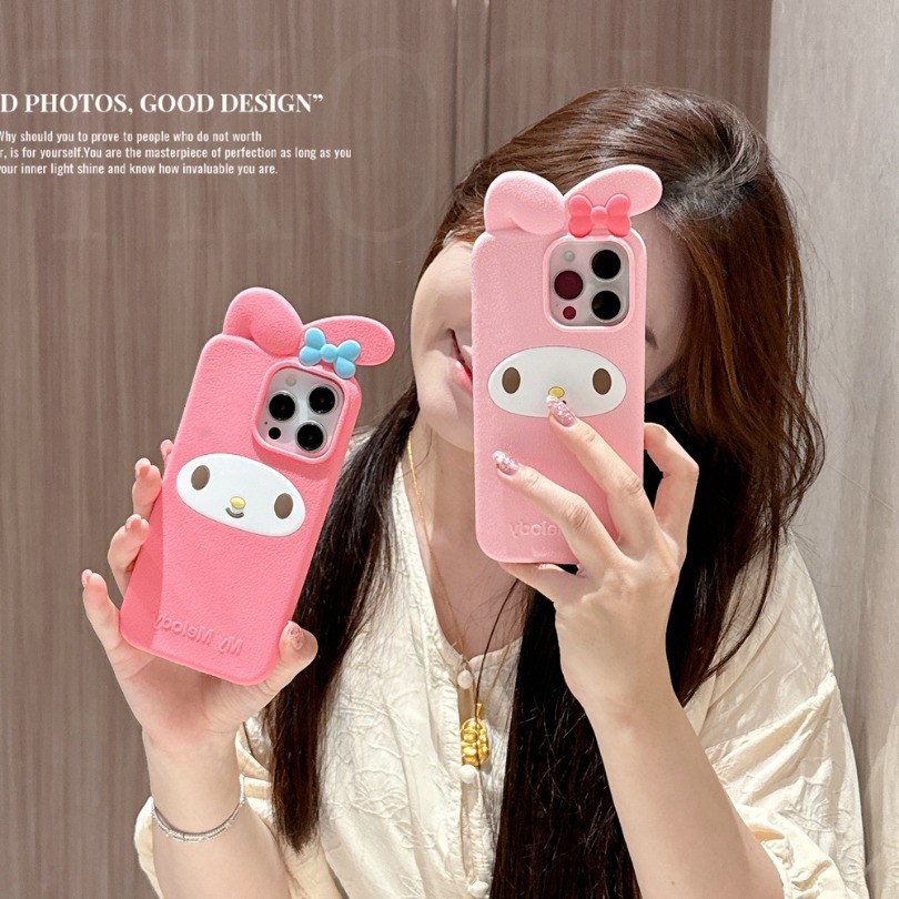 Dành Cho iPhone 12 13 14 15 16 Pro Max 14 16 Plus Kawaii My Melody Vỏ Điện Thoại Silicon Mềm Hoạt Hình 3D Dễ Thương Ốp Lưng Chống Sốc Capas