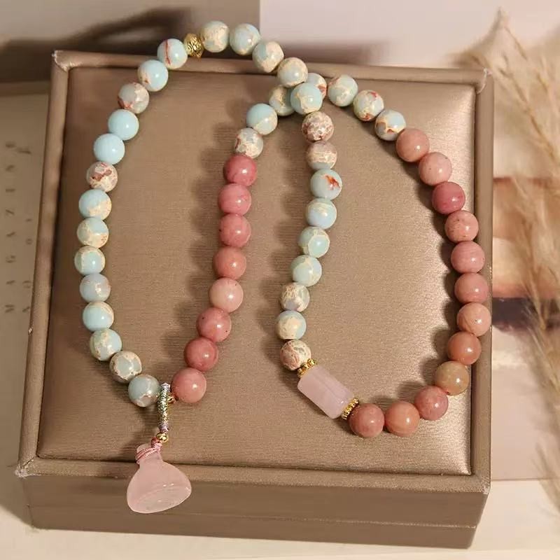 Vòng tay nữ đá núi rhodolite phong cách Trung Quốc, thiết kế sang trọng và tinh tế