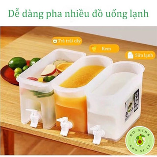 Bình đựng nước có vòi 3,5L có nắp đậy chất liệu PP bền đẹp - Bình đựng nước trà nước trái cây để trong tủ lạnh tiện lợi