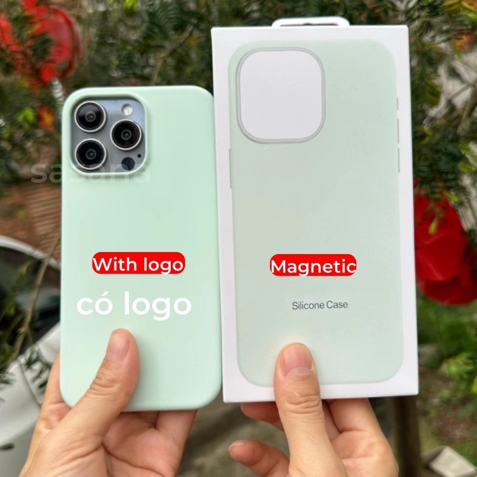 Silicone lỏng từ tính màu xanh lá cây cho iphone 16 / 15 / 14 / 13 / 12 / Pro / Pro Max / plus / mini Vỏ điện thoại chất lượng cao Hoạt hình bật lên