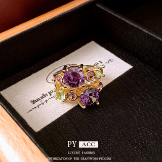 Châu Âu Mỹ ins Phong Cách Mới Zircon Màu Không Đều Mở Nhẫn Nữ