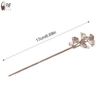 Kẹp tóc nữ với thiết kế đơn giản phong cách Trung Hoa từ ngọc trai và lá bạch quả, phù hợp cho sườn xám Hanfu hay tiệc cưới.