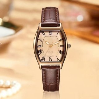 ✨Đồng hồ tính khí khắc La Mã loại thùng màu nâu đậm đơn giản 25,7.27