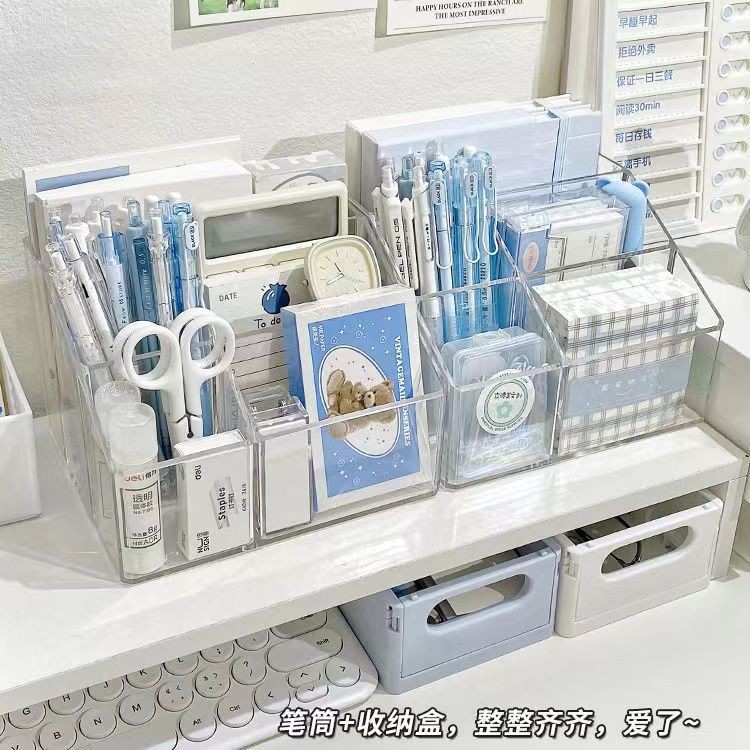 Kệ Văn Phòng Hộp Bảo Quản Để Bàn Acrylic Giá Trị Cao Trang Trí Bàn Sáng Tạo Trong Suốt Giá Đỡ Bút Học Sinh
