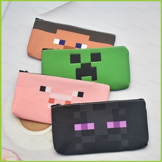 YT4 Minecraft Hộp Đựng Bút Hoạt Hình Túi Đựng Bút Sinh Viên Dây Kéo Vải Văn Phòng Phẩm Túi Trẻ Em Thay Đổi Lưu Trữ Cá Tính