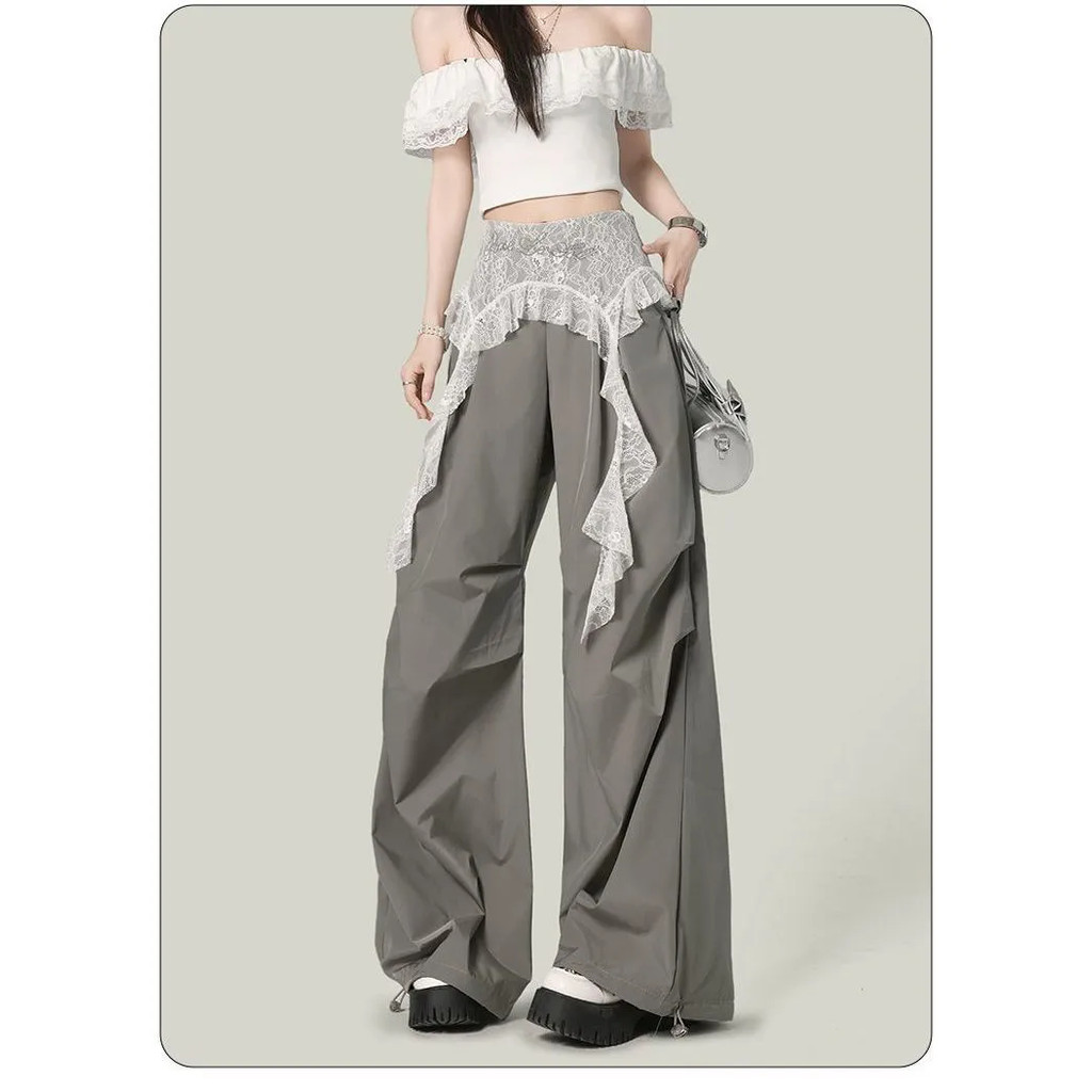 Milyfashion Ren Thêu Fart Rèm Mới Niche Độc Đáo Dưới Thân Váy Không Đều Ruy Băng