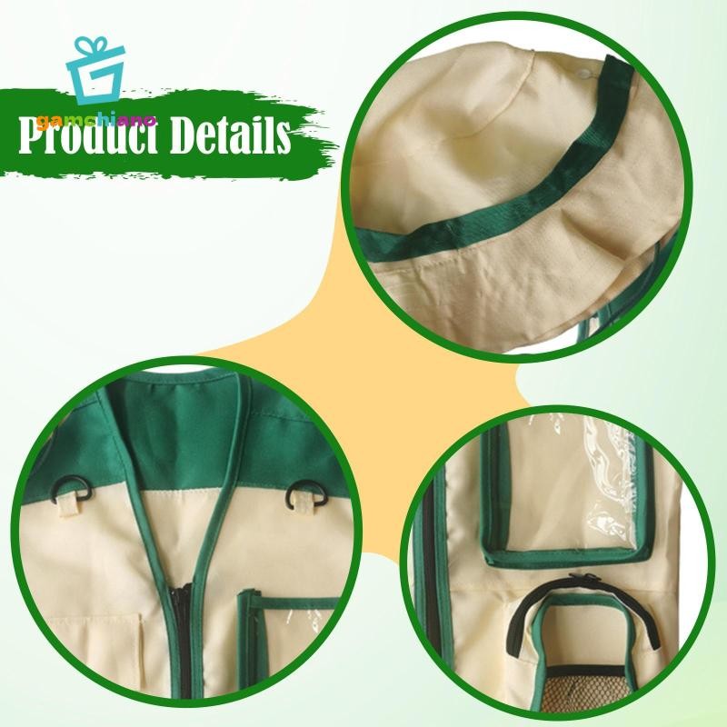 Gamchiano Trẻ Em Explorer Vest Và Mũ Hàng Hóa Áo Vest Và Mũ Cho Bé Trai Bé Gái Trẻ Em Trang Phục Cho Công Viên Ranger Cổ Sinh Vật Học Câu Cá Cắm Trại