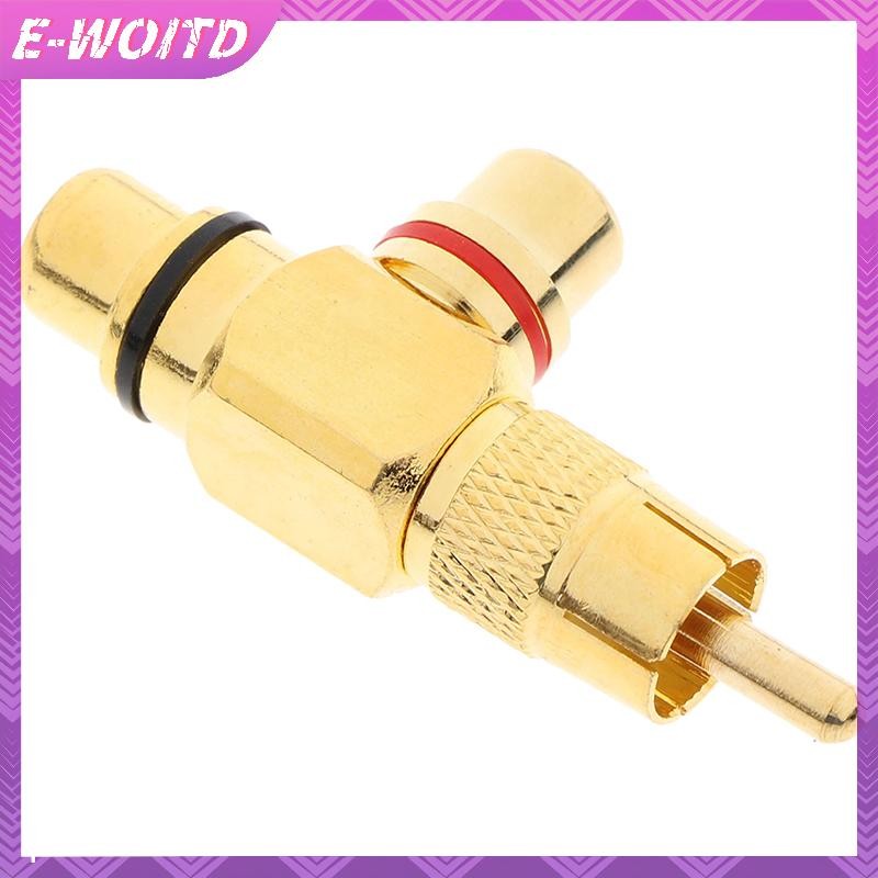 E-woitd 1 Chiếc Mạ Vàng 1 Nam Đến 2 Nữ RCA Bộ Chia Đồng Adapter AV Video Audio HNVN