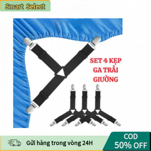 【COD】4 Kẹp Giữ Ga Giường Chống Tuột – Dây Buộc Đàn Hồi Cố Định Drap Nệm Tiện Lợi