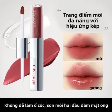 【Son môi hai đầu】 Môi bóng gương, không dính cốc, không trôi màu, lâu trôi, làm da trắng sáng, màu cực đẹp