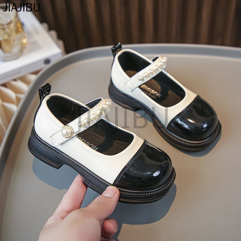 Giày Công Chúa Lolita Đế Mềm Phối Màu Dễ Thương Kiểu Nhật Bản Dành Cho Bé Gái Korean Fashion High Quality Kids Anti-slip Round Toe Cosplay Black/khaki Platform Mary Jane Small Leather Shoes Giày Khiêu Vũ Đính Cườm Cổ Điển Của Pháp