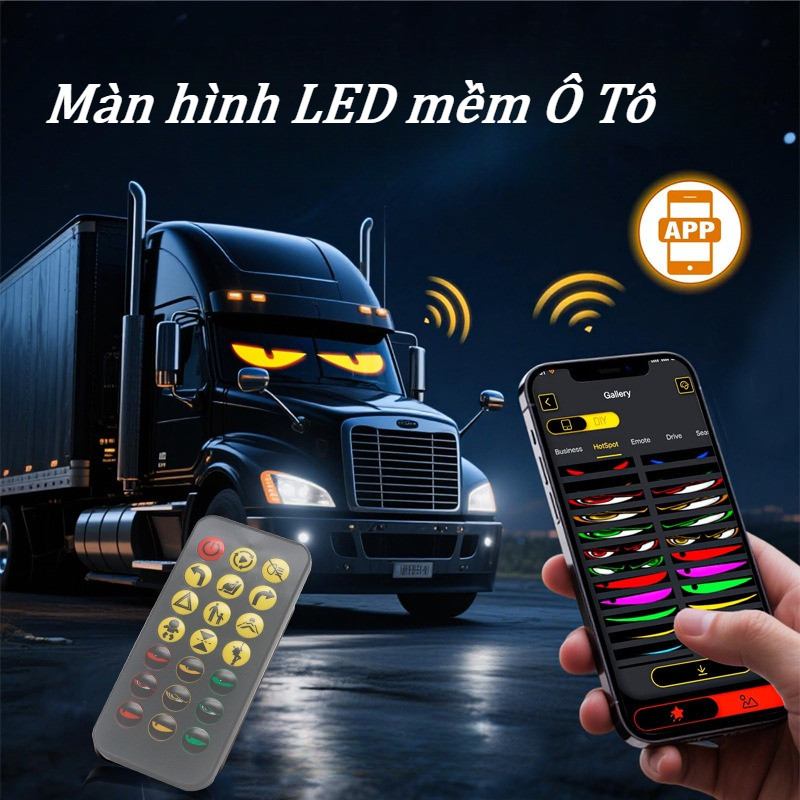 Màn Hình LED Ô Tô,Đèn led hiện thị màn hình Ứng dụng đa ngôn ngữ,DIY Cuộn quảng cáo