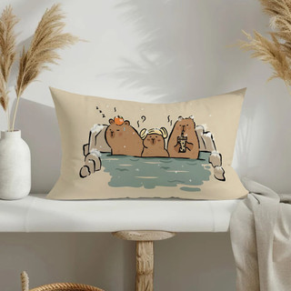 Vỏ gối hình chữ nhật bằng vải Polyester in một mặt dễ thương Capybara Quà tặng trang trí ghế Sofa tại nhà cho bạn bè (Không lõi)