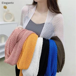 EGN Mùa Hè Nữ Màu Trơn Rỗng Ra Dài Tay Dệt Kim Rời N