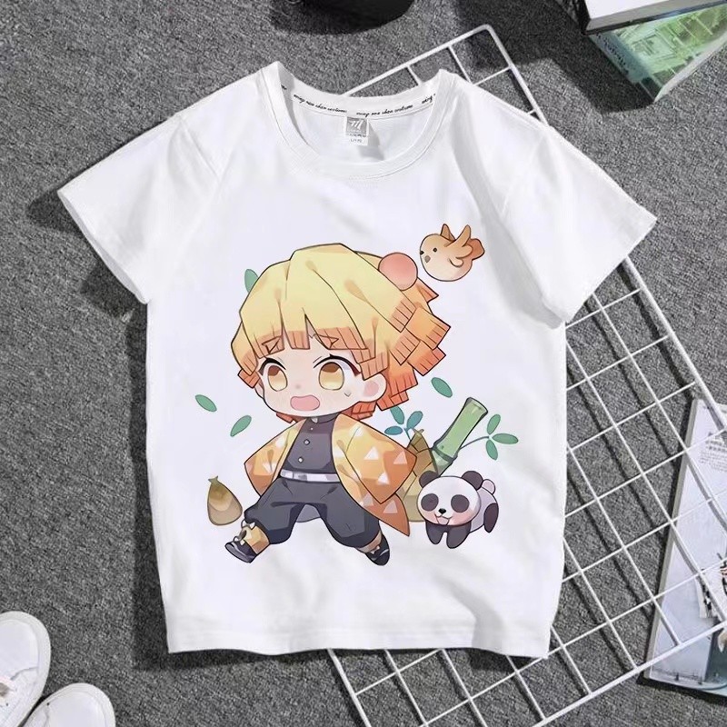 Demon Slayer Anime Tanjiro và Tre Panda In Hình Áo Thun Nữ Tay Ngắn Mùa Hè Thường Ngày