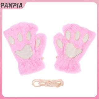PNPIA-Cute Paw Lông Tơ Móng Vuốt Ngón Găng Tay Ấm Mềm Mại Sang Trọng Ngón Gấu Trúc Găng Tay Nửa Ngón Nữ Mùa Đông Mặc Quà Tặng Giáng Sinh