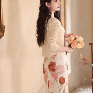 Đầm Qipao cao cấp phong cách Trung Hoa retro, phù hợp mùa hè