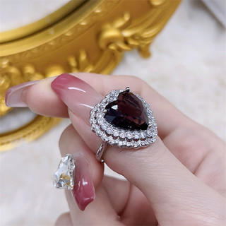 ❤ Thời Trang Nguyên Bản Sang Trọng Thạch Anh Tím Trái Tim Full Kim Cương Nhẫn Nữ Thanh Lịch Phù Hợp Với Trang Sức