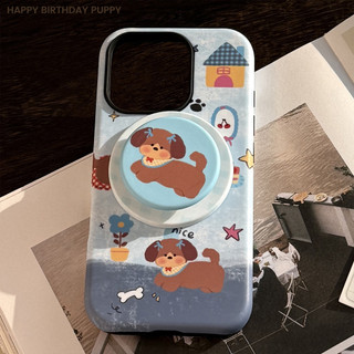 [Sheren] Ốp Điện Thoại Denim Blue Puppy Stand Thích Hợp Cho i16 15 14 13 12 11 pro max Vỏ Bảo Vệ Chống Sốc