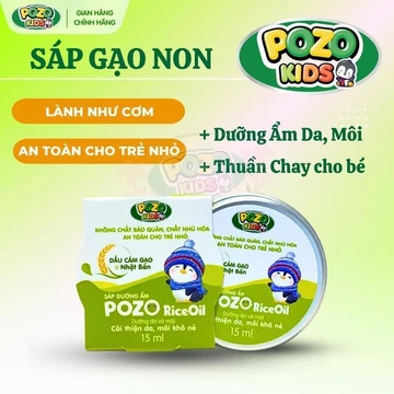 Sáp Gạo Non dưỡng ẩm Da và Môi thuần chay cho bé Pozo - Sáp Dưỡng Ẩm Pozo Rice Oil - 15ml
