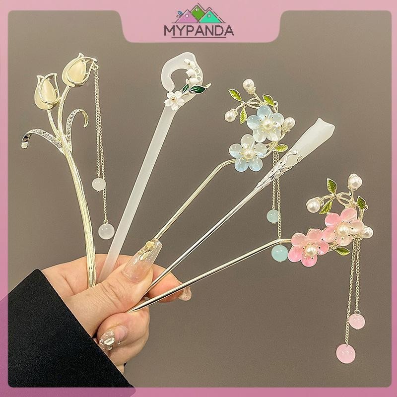 Kẹp tóc thủ công phong cách Trung Quốc cổ điển có hoa và hình dạng - phụ kiện trang sức cổ điển.