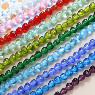 Trong Suốt Vàng Nhăn Phong Cách Nhật Bản Kính Trái Tim Lỗ Thẳng Hạt DIY Handmade Trang Sức Tay Vòng Cổ Bông Tai Hạt Phụ Kiện