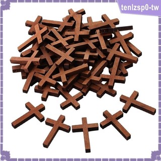 [tenlzsp0] 100 Chiếc Quyến Rũ Chữ Thập Bằng Gỗ, Mặt Dây Chữ Thập Nhỏ Cho Vòng Cổ DIY, Vòng Tay, Bông Tai