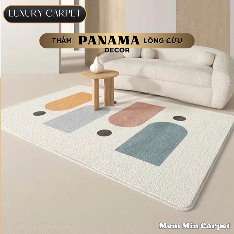 Thảm Panama Lông Cừu 1m6x2m3 - MemMinbedding  Luxury  Họa tiết sang chảnh, làm cho căn nhà thêm trang trọng