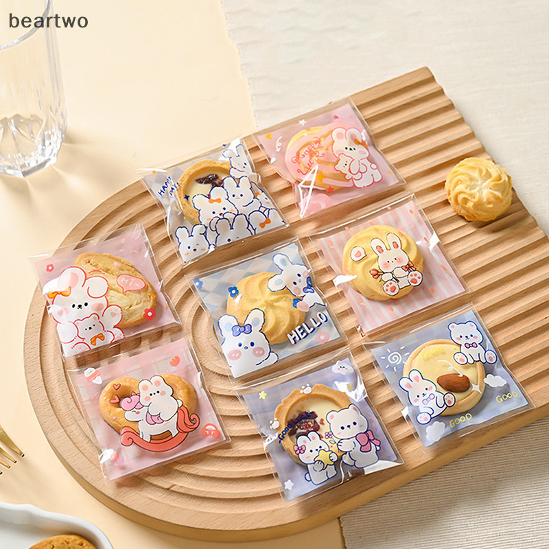 < Beartwo > 100 Cái / lốc Túi Nhựa Và Kẹo Hoạt Hình Túi Quà Tặng Tự Dính Cho Đồ Dùng Tiệc Cưới Túi Bao Bì Bánh Quy Đẹp