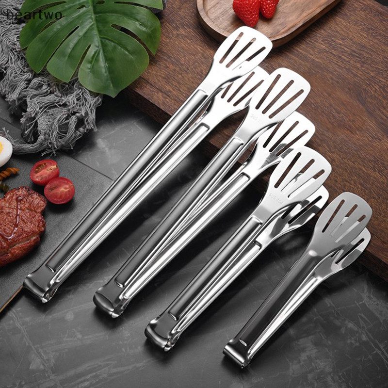 < Beartwo > Kẹp thực phẩm bằng thép không gỉ Lưỡi nướng Thịt Salad Bít tết Phục vụ thực phẩm Kẹp Nhíp Kẹp nấu nướng BBQ dài Dụng cụ nhà bếp Đẹp