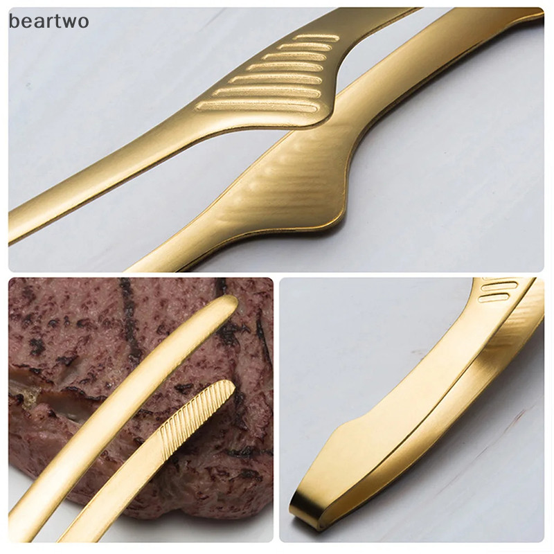 < Beartwo > Kẹp Thực Phẩm BBQ Kẹp Thịt Nướng Thép Không Gỉ Nhà Bếp Thực Phẩm Kẹp Thịt Chống Trơn Trượt Chống Dính Bít Tết Kẹp Dụng Cụ Nấu Ăn Nướng Nướng Đẹp