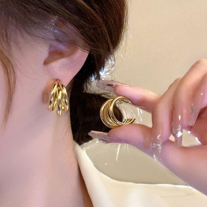 Bông Tai Vàng Cổ Điển Phong Cách Hàn Quốc, Sang Trọng Cho Nữ