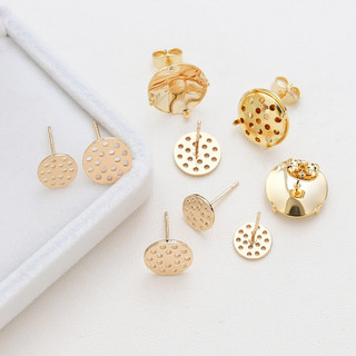 Vàng Thật Mạ Màu Bảo Quản Vàng 18k Bông Tai Phẳng DIY Handmade Trang Sức Miếng Dán Bông Tai Phụ Kiện Vật Liệu