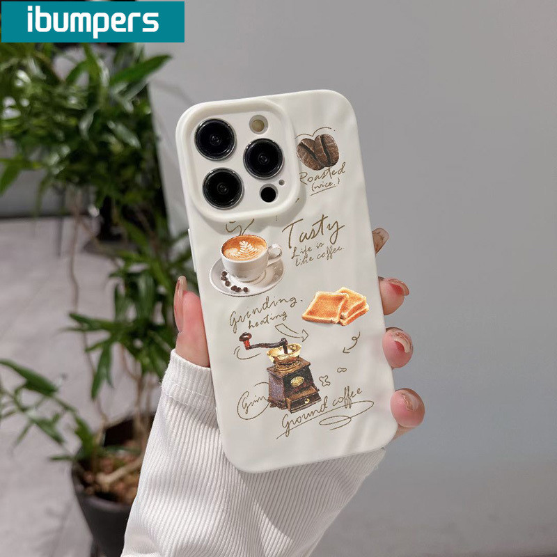 ibumpers Ốp lưng iphone đẹp cute cà phê in hình nhám Ốp điện thoại mỏng silicone mềm chống bẩn chống sốc cho Iphone 15 14 12 13 11 pro max IP 7 8 plus Iphon x xr xs max
