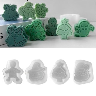Halloween Giáng Sinh Nến Thơm Khuôn Silicon DIY Thơm Nến Thạch Cao Bí Ngô Ma Ông Già Noel Người Tuyết Món Tráng Miệng Bánh Quy Khuôn Nướng Bánh