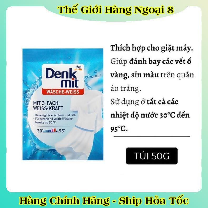 Giấy tẩy trắng quần áo, bột tẩy trắng, bánh xà phòng cổ áo và giáy chống phai màu Denkmit  của Đức