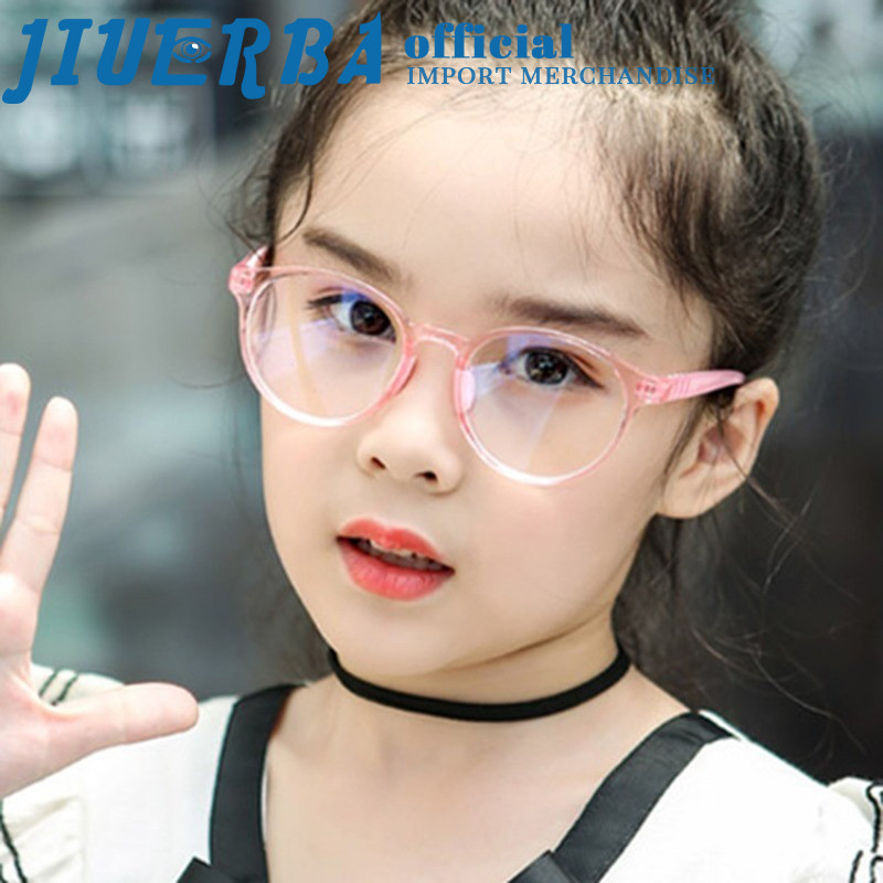 JIUERBA Trẻ Em Chống Ánh Sáng Xanh Kính Khung Tròn Cổ Điển Cho Bé Retro Trẻ Em Lớp Kính