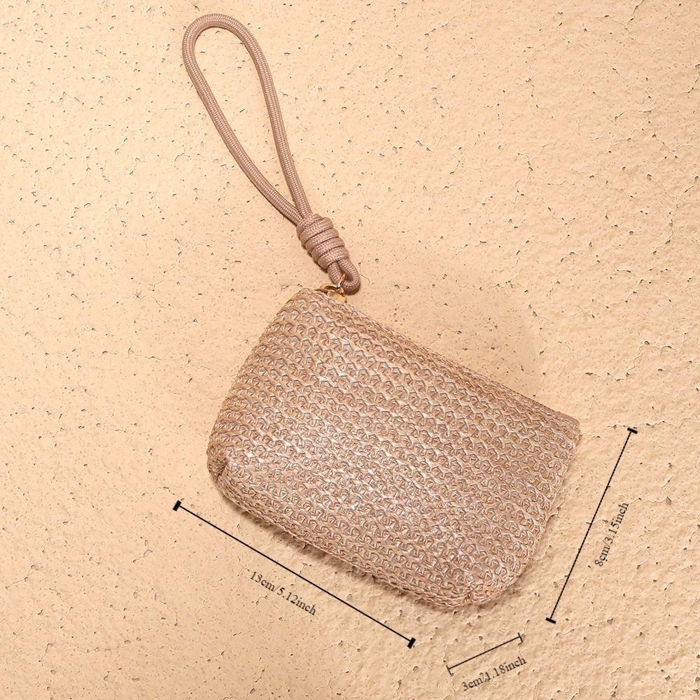 Ví Mini JiKK, Ví Đựng Tiền Xu Dây Kéo Mini, Túi Đựng Tiền Rơm Bền Đẹp Nữ Bé Gái