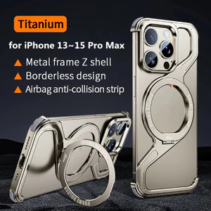Ốp Điện Thoại Từ Tính Loại Z Kim Loại Cho iPhone 13 14 15 Pro Max Hợp Kim Nhôm Không Khung Snap-on Giá Đỡ Chống Sốc