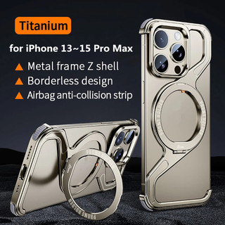 [Jlk] Ốp Điện Thoại Từ Tính Loại Z Kim Loại Cho iPhone 13 14 15 Pro Max Hợp Kim Nhôm Không Khung Snap-on Giá Đỡ Chống Sốc