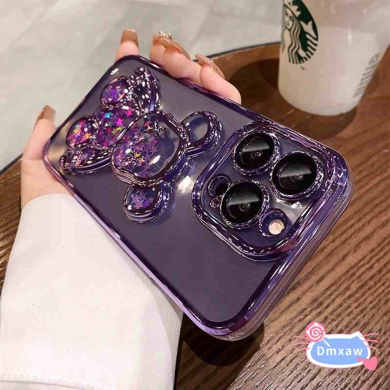 Ốp điện thoại Gấu Lấp Lánh Cho iPhone 12 11 Pro Max 12 Mini XS Max X XR 8 7 6 6S Plus SE 2020 Shinning Back Case Liquid Quicksand Bạo Lực Gấu Bìa Mềm