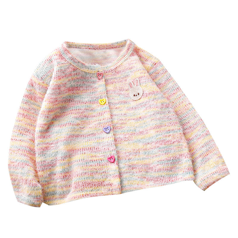 Mùa Thu Phong Cách Mới Bé Gái Dệt Kim Cardigan Phiên Bản Hàn Quốc Phù Hợp Với Thời Trang Đầy Màu Sắc Lông Hàng Đầu QRMD