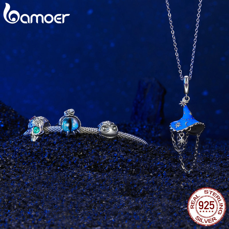 Bamoer 925 Sterling Sliver Charm Halloween Phát Sáng Trong Bóng Tối Họa Tiết Đầu Lâu Bí Ngô Cho Vòng Tay